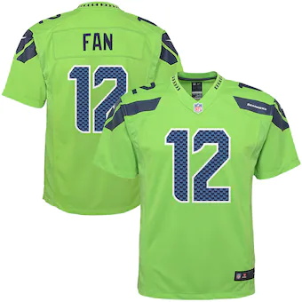 youth nike 12s green seattle seahawks color rush game jerse